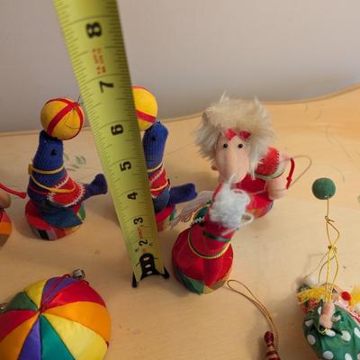 Plastic Fabric Porcelain Paper Mache Circus Figures Lot 6