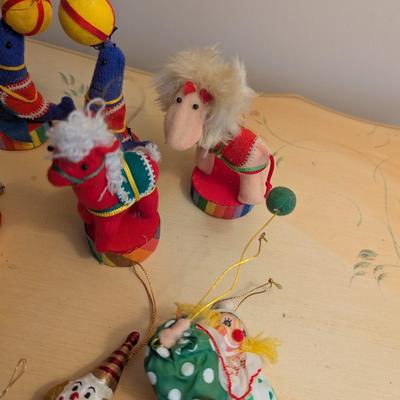 Plastic Fabric Porcelain Paper Mache Circus Figures Lot 6