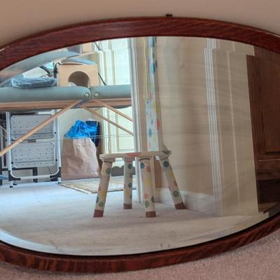 Approx 32" x 21" Tiger Framed Oval Beveled Wall Mirror