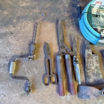 Antique Lawn Mower & Vintage Used Gardening Tools