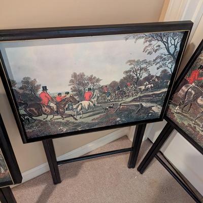 Set Of Equestrian TV Trays With Stand