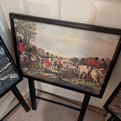 Set Of Equestrian TV Trays With Stand