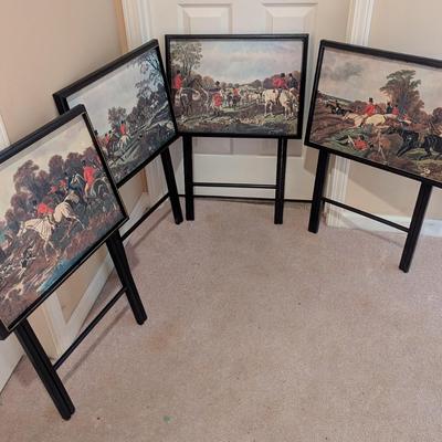 Set Of Equestrian TV Trays With Stand