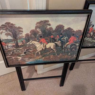 Set Of Equestrian TV Trays With Stand