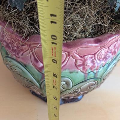 Approx 10" Tall Blended Large Antique Pottery Jardiniere Planter