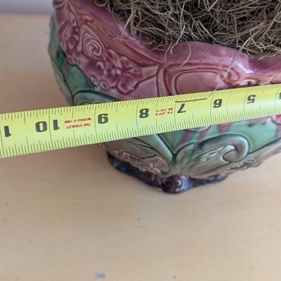 Approx 10" Tall Blended Large Antique Pottery Jardiniere Planter