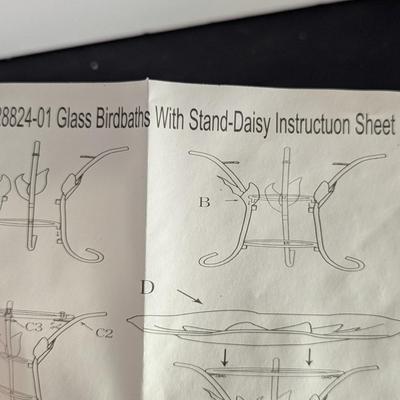 New Glass Birdbath With Stand