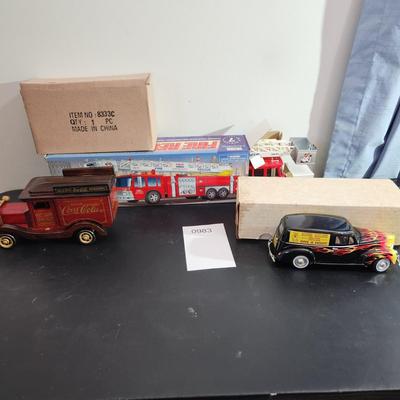3 Collectibles Vehicles Coca-Cola Boumi Shrine Exxon Fire Rescue Truck