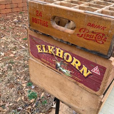 Lot of Pepsi and Coke Crates and Bottles