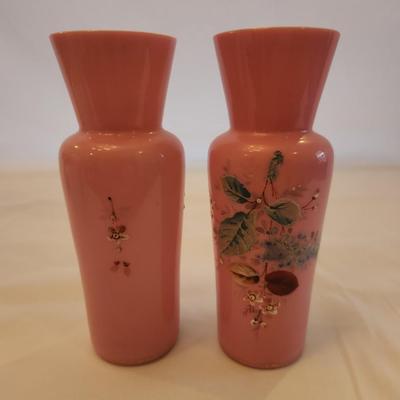 Vintage Pink Opaline Bud Vases