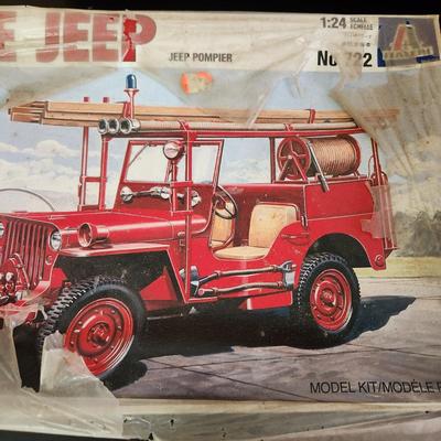 3 Models Fire Trucks Christie Fire Jeep Sealed Pumper Box only with Misc parts inside