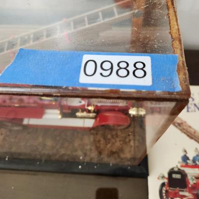1914 Dennis Motor Fire Engine Model in display case with book