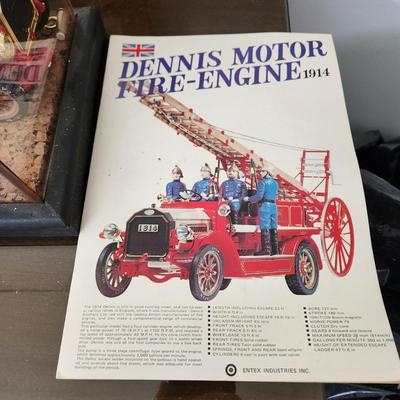 1914 Dennis Motor Fire Engine Model in display case with book