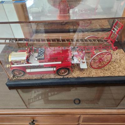 1914 Dennis Motor Fire Engine Model in display case with book