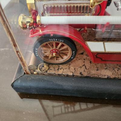 1914 Dennis Motor Fire Engine Model in display case with book