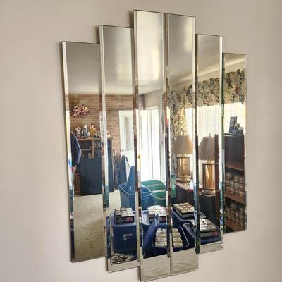 Heavy Mid Century MCM 6 Panel Mirror Beveled 48" x 35.5"