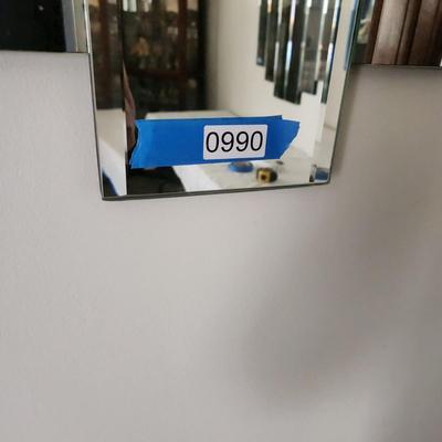 Mid Century Pair Heavy 5 Panel Beveled Mirrors 24" x18"