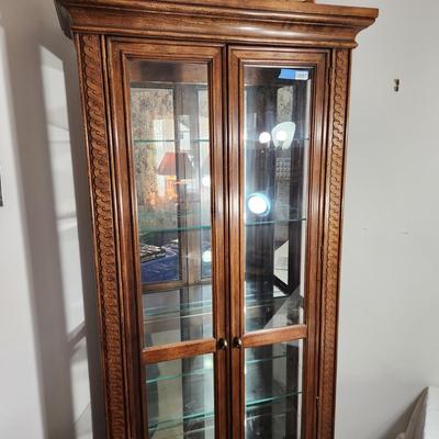 Large Lighted Curio Cabinet w 5 Adjustable Glass Shelves American of Martinsville