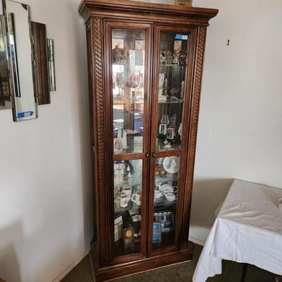 Large Lighted Curio Cabinet w 5 Adjustable Glass Shelves American of Martinsville