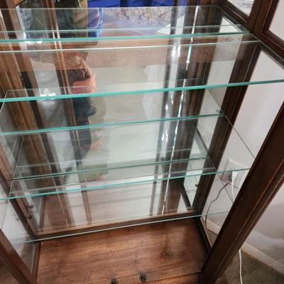Large Lighted Curio Cabinet w 5 Adjustable Glass Shelves American of Martinsville