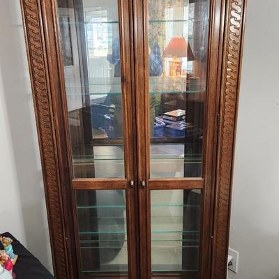 Large Lighted Curio Cabinet w 5 Adjustable Glass Shelves American of Martinsville