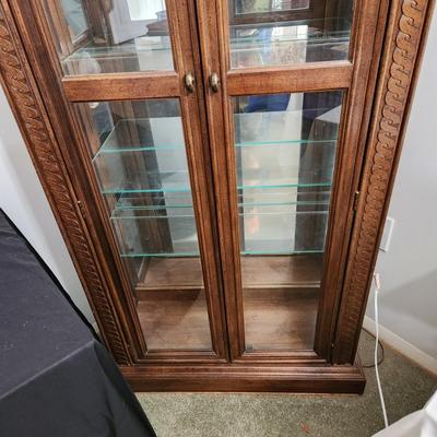 Large Lighted Curio Cabinet w 5 Adjustable Glass Shelves American of Martinsville