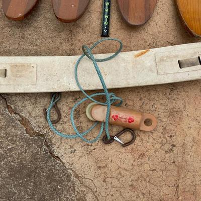 Lot of Vintage Cypress Garden Skis and a ski boat