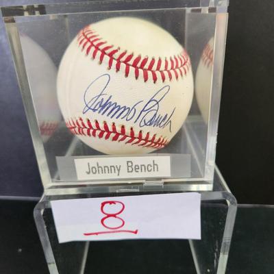 Johnny Bench Signed Autographed Baseball in Collectors Case