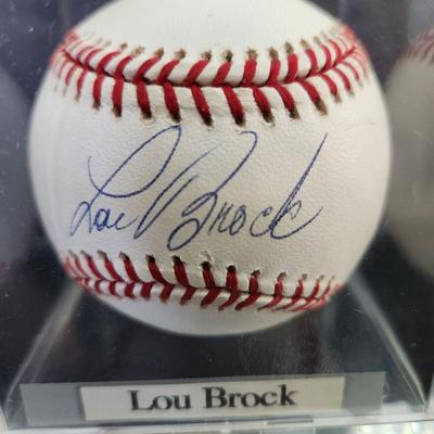 Lou Brock Signed Autograph Baseball in Collectors Case