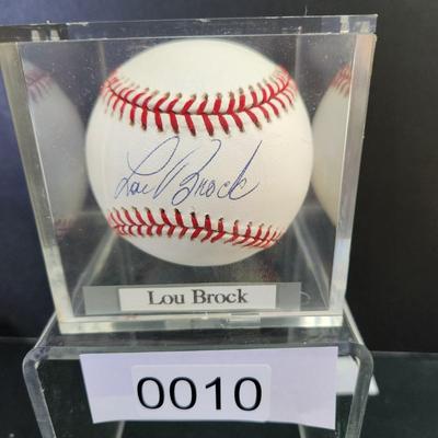 Lou Brock Signed Autograph Baseball in Collectors Case
