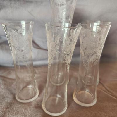 Vintage Etched Bud Vases