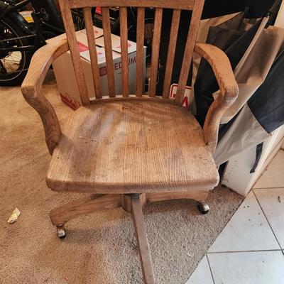 Wooden rolling desk chair