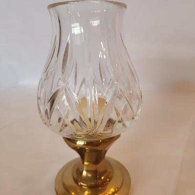 Vintage Waterford Crystal Belmont Gold Hurricane Lamp Candle Holder