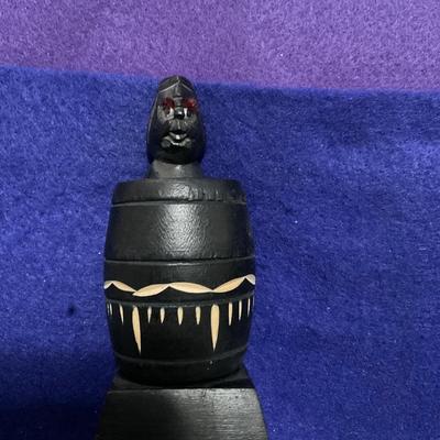Carved Wooden Naughty Barrel.