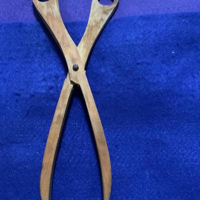 Handmade Tongs and wooden bowl.