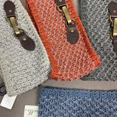 New! 5 Knit Headbands with buckle detail.