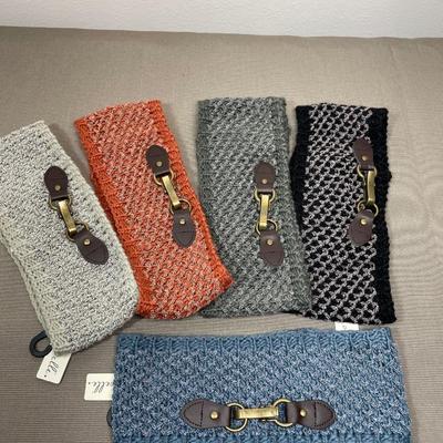 New! 5 Knit Headbands with buckle detail.
