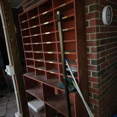 Large red shelf.