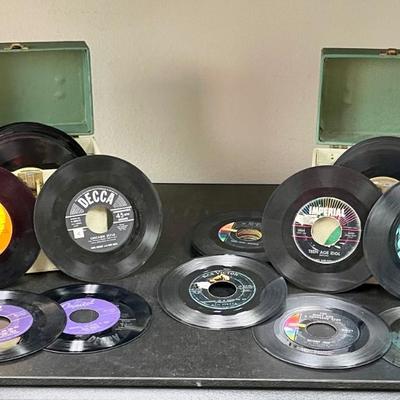 Vintage 45 Record Storage Carry Cases: Platter-Pak Type with Records