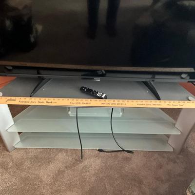 TV Stand, gray glass shelves