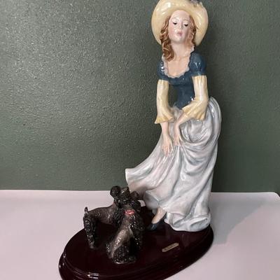 Lady with poodles by A. Santini, Made in Italy 17”