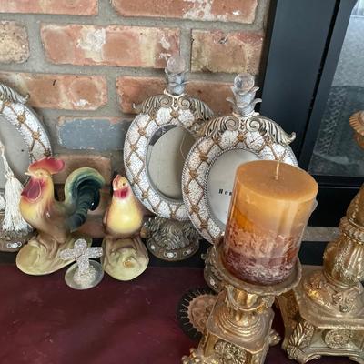 Chicken and candle stick decor