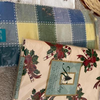 Lambeau Field hanky, table clothes, blanket and neck pillow