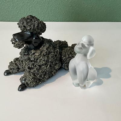 Vintage Frosted Glass Poodle by CristaldeSevres France, plus MMC poodle(wi/chips