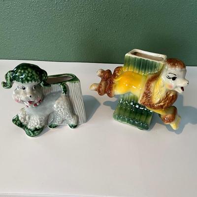 Vintage Royal Japan Ceramic Poodle Planters