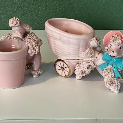 Vintage Pink Poodle Planters