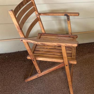 LOT 228: Folding Chairs - Wooden, Webbed Lawn and Two Metal Padded Seat Cosco