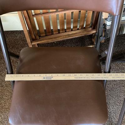 LOT 228: Folding Chairs - Wooden, Webbed Lawn and Two Metal Padded Seat Cosco