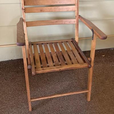 LOT 228: Folding Chairs - Wooden, Webbed Lawn and Two Metal Padded Seat Cosco