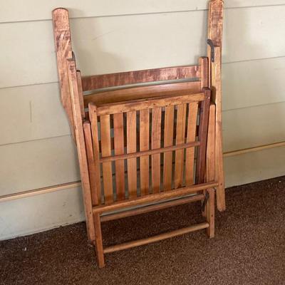 LOT 228: Folding Chairs - Wooden, Webbed Lawn and Two Metal Padded Seat Cosco